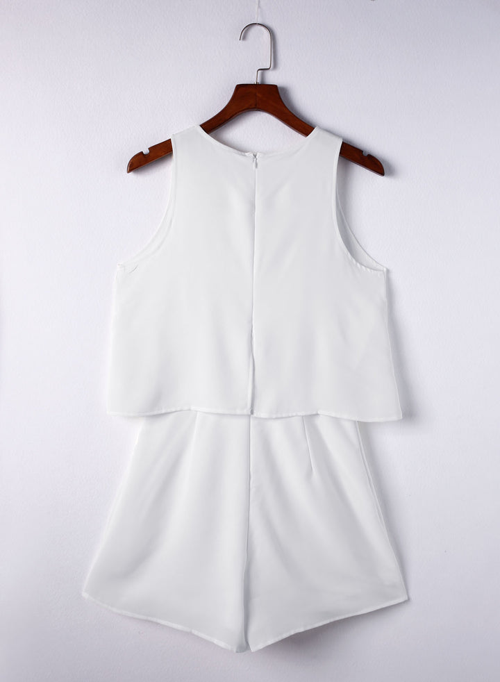 LC64431-1-S, LC64431-1-M, LC64431-1-L, LC64431-1-XL, LC64431-1-2XL, LC64431-1-XS, White Dokotoo Womens Halter Neck Sleeveless Floral Print & Solid Rompers Jumpsuits