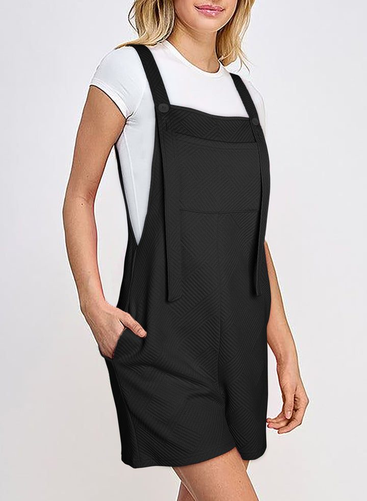 LC6412951-P2-S, LC6412951-P2-M, LC6412951-P2-L, LC6412951-P2-XL, Black Dokotoo Womens Summer Casual Sleeveless Rompers Adjustable Strap Loose Shorts Jumpsuits with Pockets