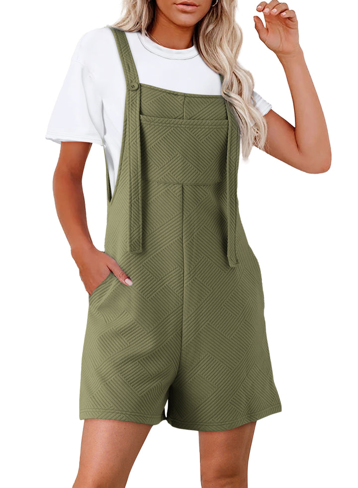 LC6412951-P1409-S, LC6412951-P1409-M, LC6412951-P1409-L, LC6412951-P1409-XL, Guacamole Green Dokotoo Womens Summer Casual Sleeveless Rompers Adjustable Strap Loose Shorts Jumpsuits with Pockets
