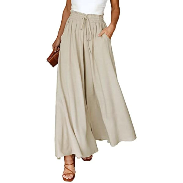 Dokotoo Pants for Women Casual Elastic Waist Wide Leg Pants with Pockets