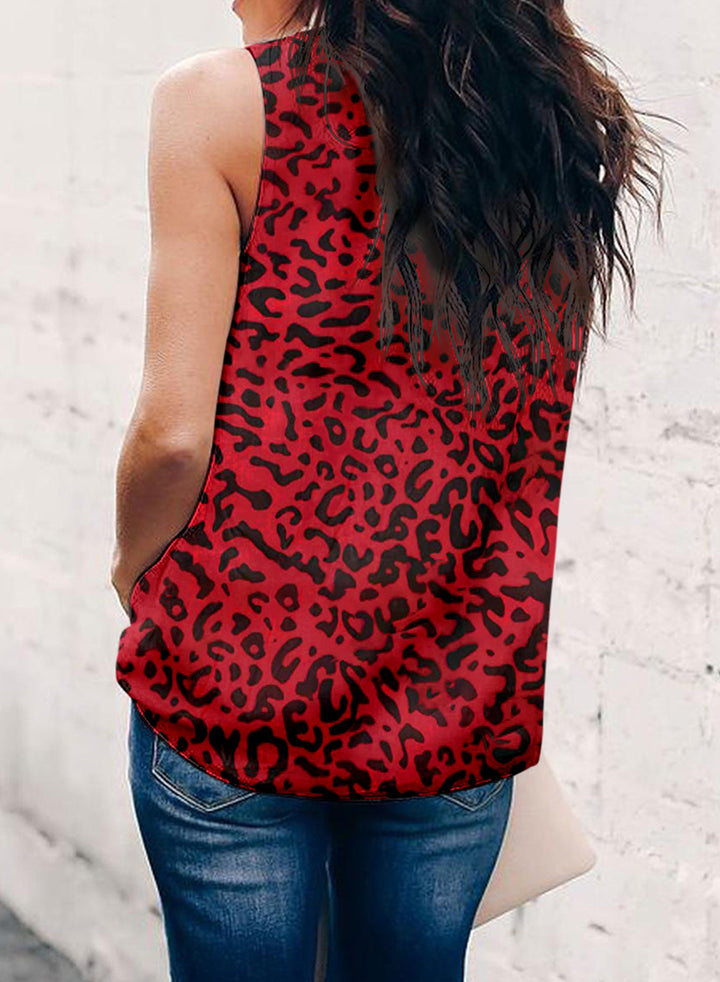 LC2561068-3-S, LC2561068-3-M, LC2561068-3-L, LC2561068-3-XL, LC2561068-3-2XL, Red Dokotoo Womens Casual Sleeveless Shirts Halter Neck Leopard Print Tank Top and Blouses