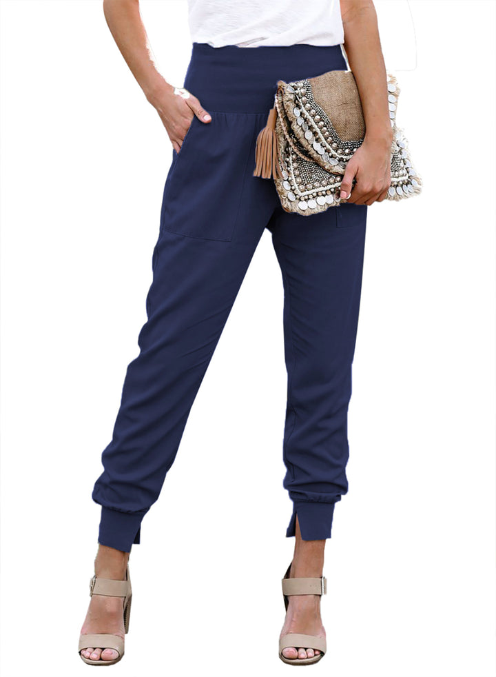 LC771663-5-S, LC771663-5-M, LC771663-5-L, LC771663-5-XL, LC771663-5-2XL, Blue Dokotoo Womens Fashion Casual Drawstring Elastic Waist Cotton Jogging Jogger Pants with Pockets