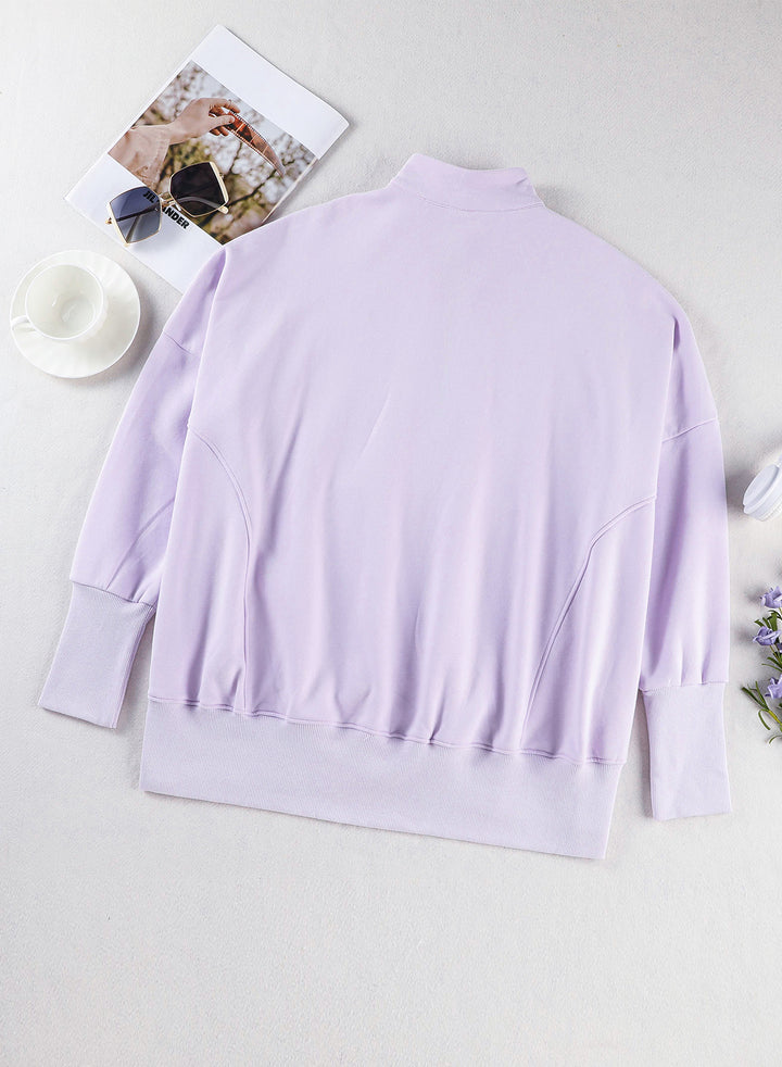LC25314552-8-S, LC25314552-8-M, LC25314552-8-L, LC25314552-8-XL, LC25314552-8-2XL, Purple Dokotoo Women's Casual Oversized Half Zip Sweatshirts Long Sleeve Solid Color Pullover Jackets with Pockets
