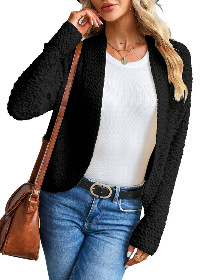 LC271978-2-S, LC271978-2-M, LC271978-2-L, LC271978-2-XL, LC271978-2-2XL, Black Dokotoo Women's Fashion Casual Open Front Long Sleeve Chunky Knit Cardigans Sweaters Outerwear Coats