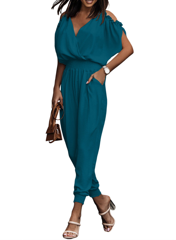 LC6412020-9-S, LC6412020-9-M, LC6412020-9-L, LC6412020-9-XL, LC6412020-9-2XL, Green Dokotoo Jumpsuit for Womens Dressy Casual 2024 One Piece Romper Cold Shoulder Outfits for Summer