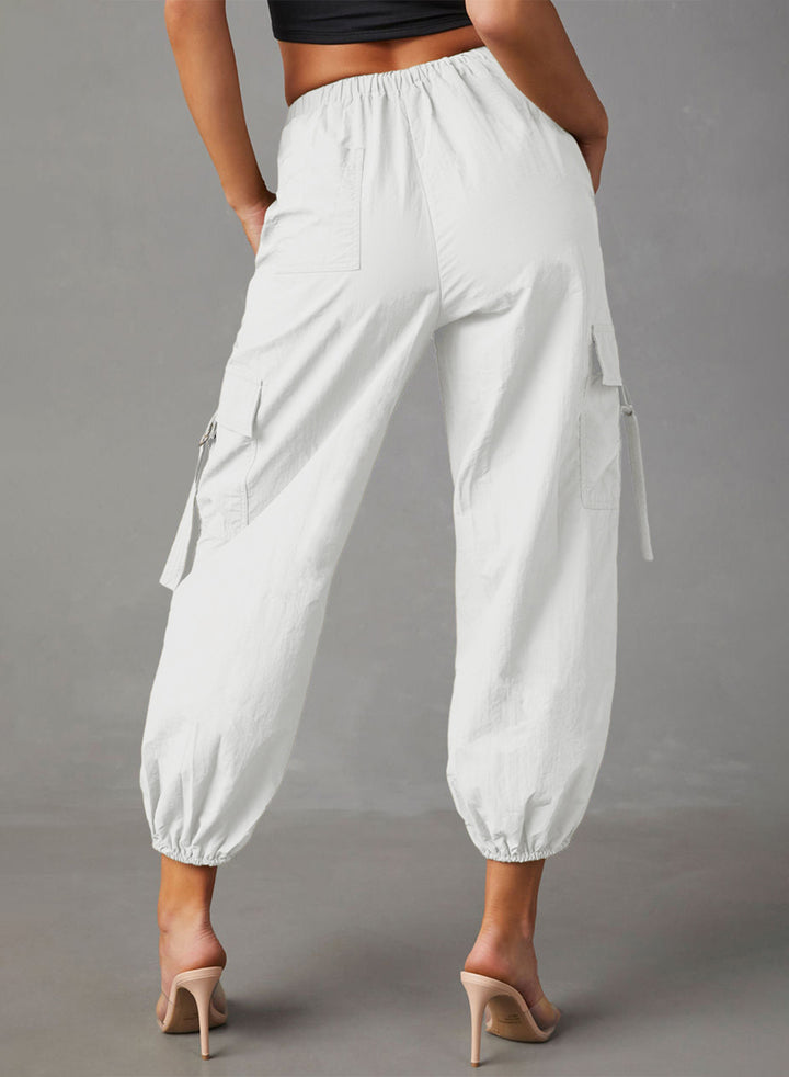 LC7712432-P1-S, LC7712432-P1-M, LC7712432-P1-L, LC7712432-P1-XL, White Dokotoo Womens 5 Pocketed Cargo Pants Fit High Waist Casual 2024 Hiking Outdoor Pants S-XL