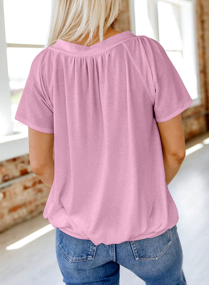 LC25219205-P10-S, LC25219205-P10-M, LC25219205-P10-L, LC25219205-P10-XL, LC25219205-P10-2XL, Pink Dokotoo Women's Casual Summer T Shirts Short Sleeve V Neck Tops Tshirts