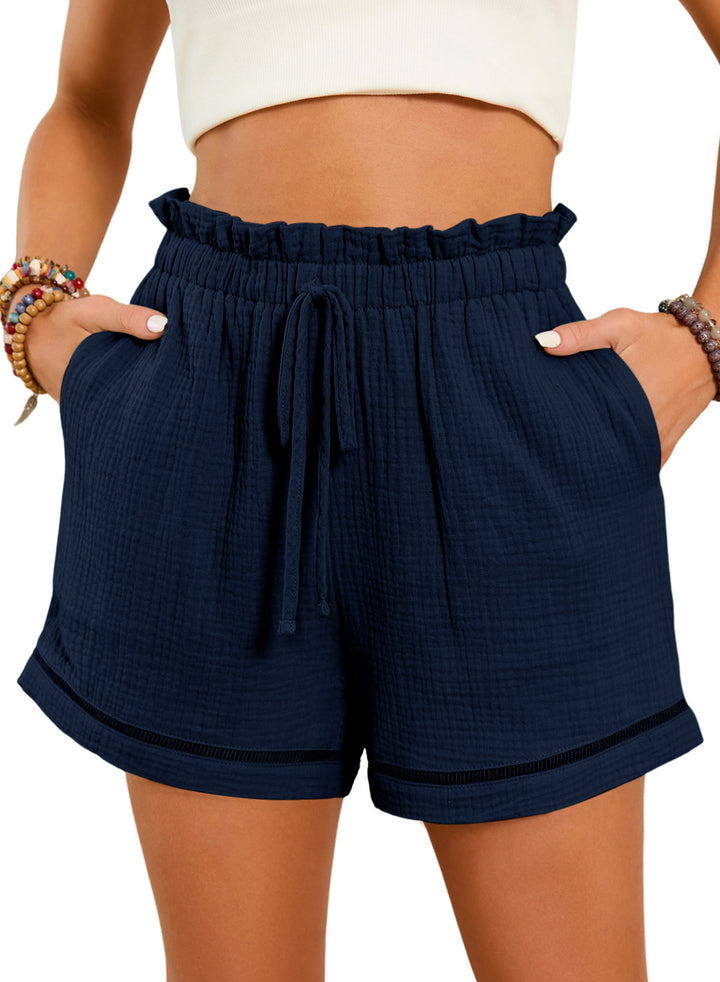 LC731441-5-S, LC731441-5-M, LC731441-5-L, LC731441-5-XL, Blue Dokotoo Womens Casual Shorts High Waisted 2023 Drawstring Cute Comfy Elastic Summer Shorts with Pockets S-XL