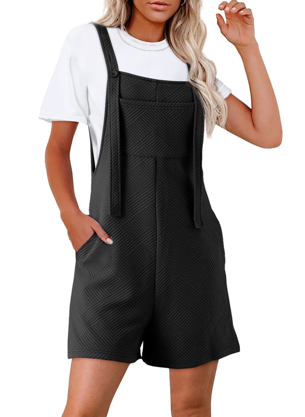 LC6412951-P2-S, LC6412951-P2-M, LC6412951-P2-L, LC6412951-P2-XL, Black Dokotoo Womens Summer Casual Sleeveless Rompers Adjustable Strap Loose Shorts Jumpsuits with Pockets