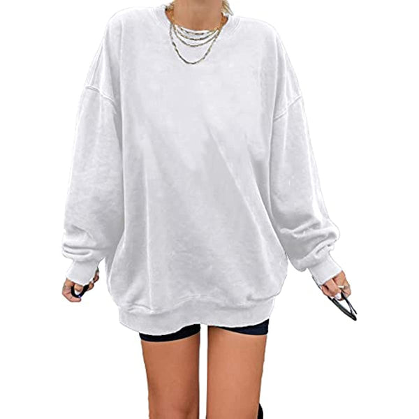 Dokotoo Womens Vintage Basic Oversized Crewneck Long Tunic Sweatshirts Pullover Tops