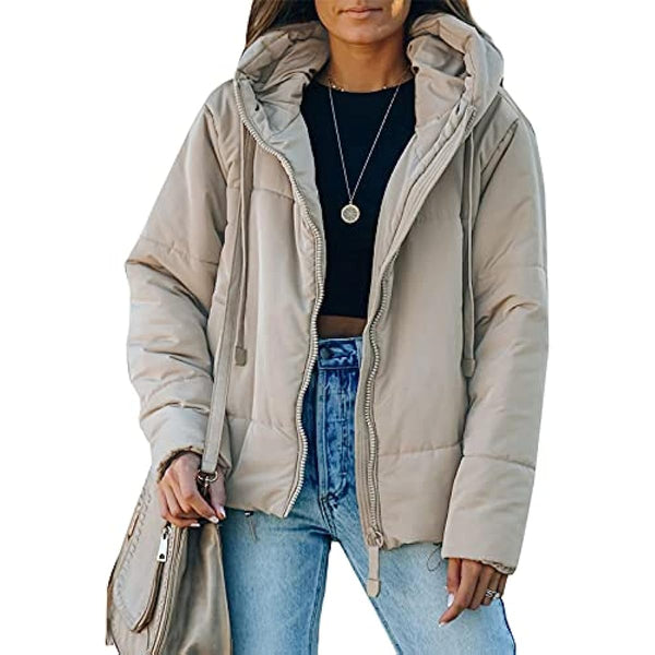 Dokotoo Womens 2023 Winter Full Zipper Hooded Puffer Jacket Short Coat with Pockets