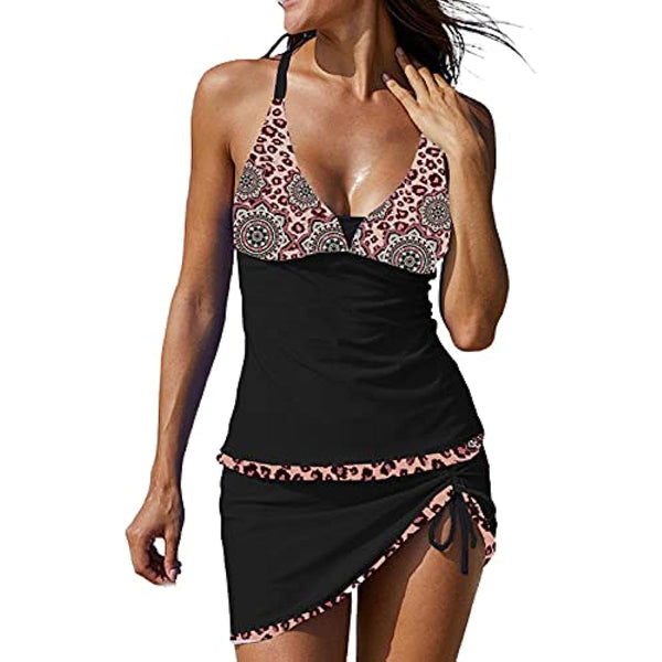 Dokotoo Sexy Tankini Bathing Suits Tops for Women 2 Piece Color Block Swimsuits