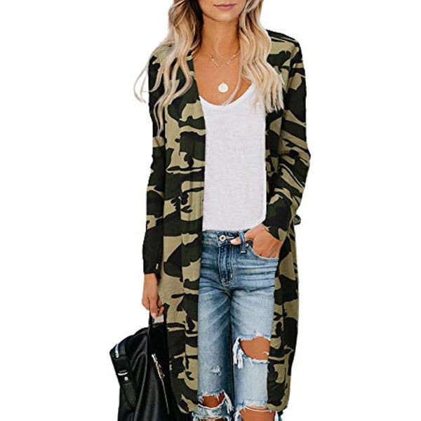 Dokotoo Womens 2023 Fashion Casual Open Front Printed Cardigans Sweaters Thin Coats Jackets Outerwear