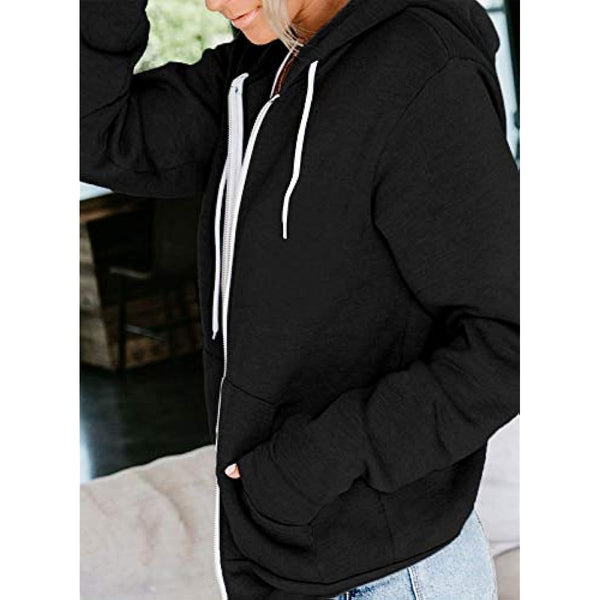 Dokotoo Women's Full Zip Up Hoodie Long Sleeve Hooded Sweatshirts Pockets Jacket Coat for Women
