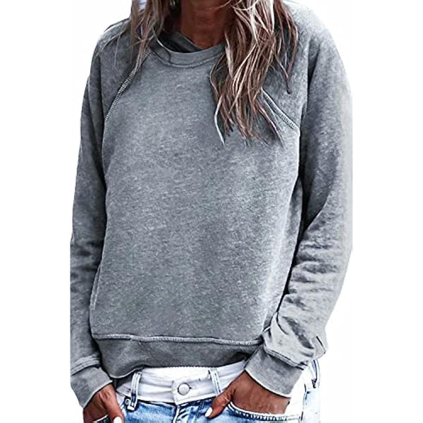 Dokotoo Womens 2023 Simple Crewneck Long Sleeve Casual Graphic Pullover Sweatshirts Tops Shirts