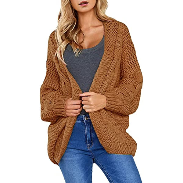 Dokotoo Womens 2023 Winter Open Front Long Sleeve Chunky Cable Knit Cardigan Sweater Coats S-XXL