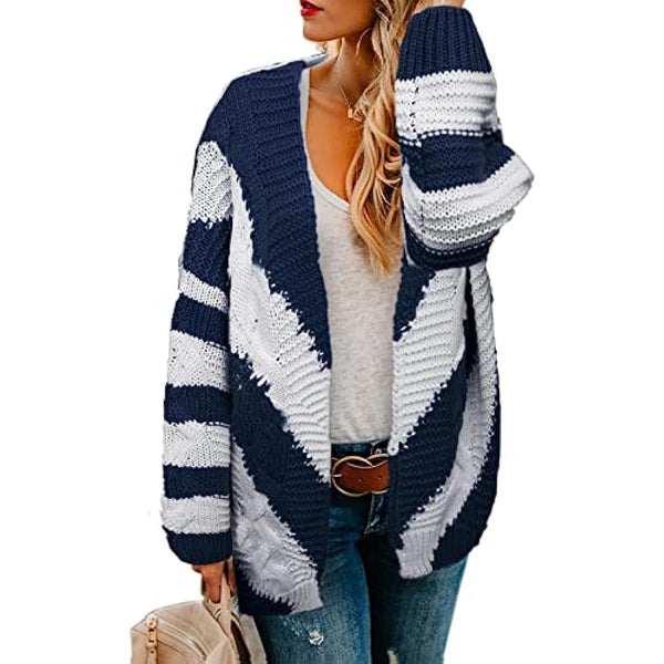 Dokotoo Womens 2023 Winter Open Front Long Sleeve Chunky Cable Knit Cardigan Sweater Coats S-XXL